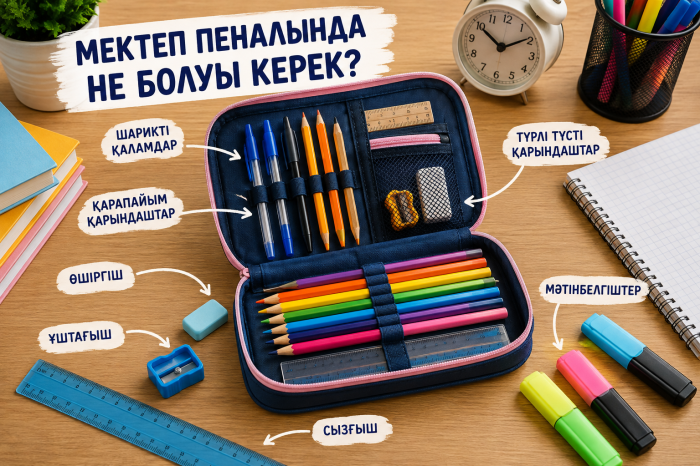 Мектеп оқушысының пеналында не болуы керек: қажеттінің бәрін жинаймыз / Что должно быть в пенале школьника: собираем всё необходимое